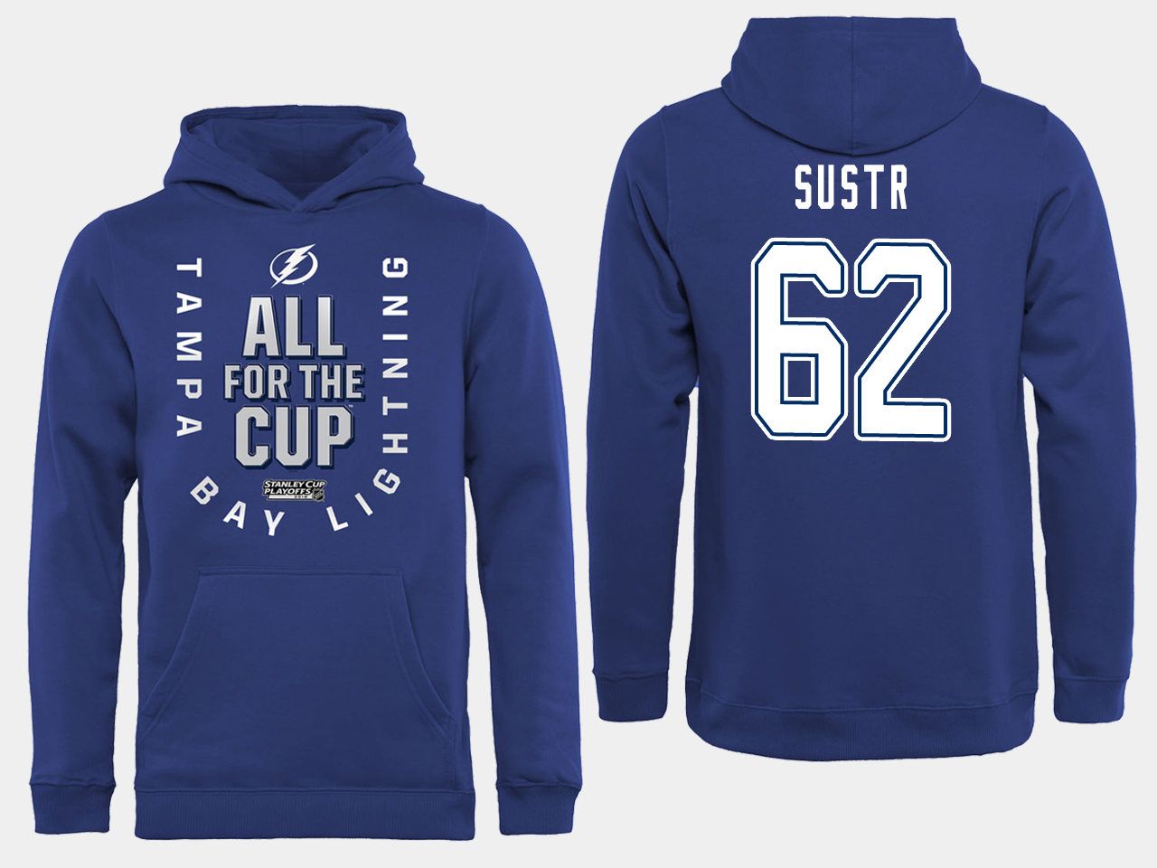 NHL Men adidas Tampa Bay Lightning #62 Sustr blue All for the Cup Hoodie